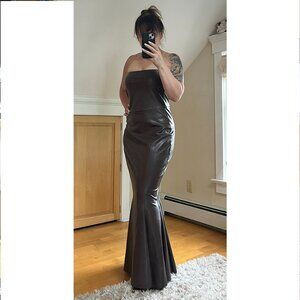 NORMA KAMALI Strapless faux leather maxi dress - as worn by Davina McCall!